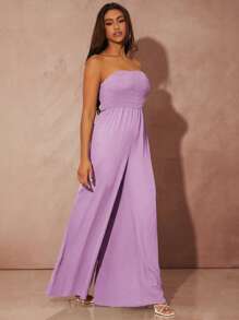 SHEIN SXY Solid Wide Leg Tube Jumpsuit