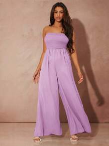 SHEIN SXY Solid Wide Leg Tube Jumpsuit