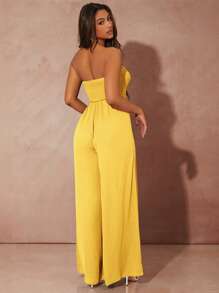 SHEIN SXY Solid Wide Leg Tube Jumpsuit - Yellow - View 2
