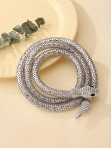 1 collar de decoración de serpiente de diamantes de imitación a la moda para mujer para fiesta para decoración diaria - Plateado - Ver 1