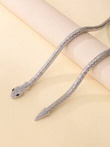 1 collar de decoración de serpiente de diamantes de imitación a la moda para mujer para fiesta para decoración diaria - Plateado - Ver 2