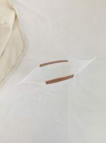 Bolso clutch mini sin cierre doble asa PVC transparente - Blanco - Ver 5