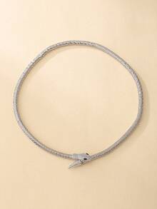 1 collar de decoración de serpiente de diamantes de imitación a la moda para mujer para fiesta para decoración diaria - Plateado - Ver 4
