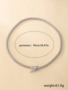 1 collar de decoración de serpiente de diamantes de imitación a la moda para mujer para fiesta para decoración diaria - Plateado - Ver 5