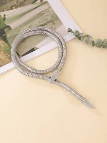 1 collar de decoración de serpiente de diamantes de imitación a la moda para mujer para fiesta para decoración diaria - Plateado - Ver 8