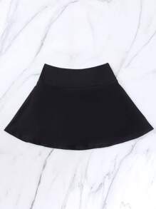 Summer Beach Solid Asymmetrical Waistband Bikini Bottom - Black - View 7