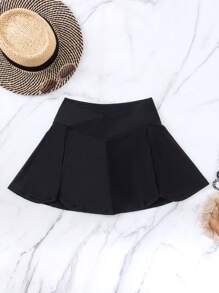 Summer Beach Solid Asymmetrical Waistband Bikini Bottom - Black - View 8