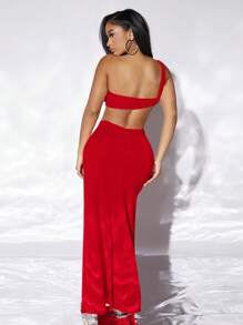 SHEIN SXY One Shoulder Cut Out Split Thigh Dress
