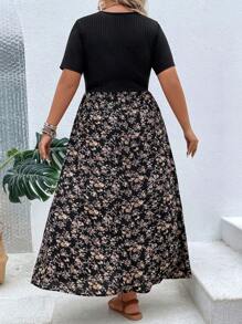 SHEIN Clasi 大碼波西米亞羅紋針織小碎花連衣裙 - 彩色 - 查看 2