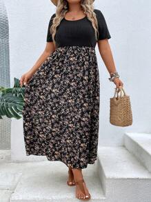 SHEIN Clasi 大碼波西米亞羅紋針織小碎花連衣裙 - 彩色 - 查看 6