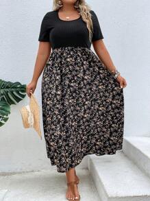 SHEIN Clasi 大碼波西米亞羅紋針織小碎花連衣裙 - 彩色 - 查看 7