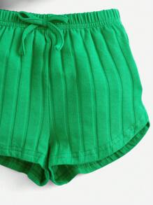 SHEIN 嬰兒女孩萵苣邊框背心和扎帶前短褲 - 綠色 - 查看 4