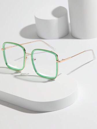 1 par de gafas cuadradas de estilo casual y urbano para fiesta, sin receta, unisex