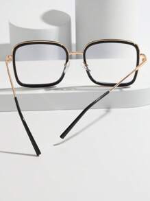 1 par de gafas de estilo casual y urbano con montura cuadrada y lentes planos, unisex