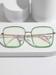 1 Cặp Kính Vuông Trong Suốt Thời Trang Dự Tiệc Phong Cách Đường Phố Thường Ngày Unisex - màu xanh lá - Xem 3