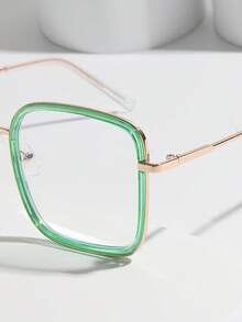 1 Cặp Kính Vuông Trong Suốt Thời Trang Dự Tiệc Phong Cách Đường Phố Thường Ngày Unisex - màu xanh lá - Xem 5