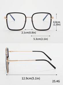 1 par de gafas de estilo casual y urbano con montura cuadrada y lentes planos, unisex