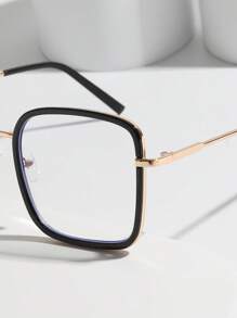 1 par de gafas de estilo casual y urbano con montura cuadrada y lentes planos, unisex