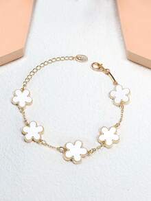 1入組時尚鋅合金花朵裝飾手環適合女士適用於禮品