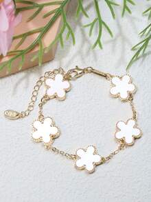 1入組時尚鋅合金花朵裝飾手環適合女士適用於禮品