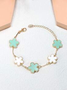 1入組時尚鋅合金花朵裝飾手環適合女士適用於禮品 - 彩色 - 查看 2