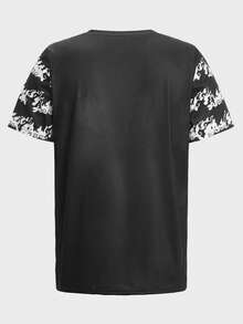 ROMWE MEN Street Life Guys Letter Eye Graphic Tee - Black - View 2