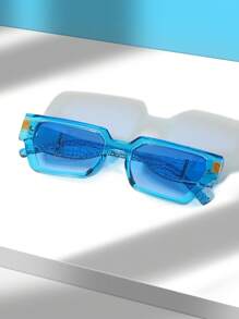 1副女士幾何框架太陽眼鏡適用於戶外 - 藍色 - 查看 5
