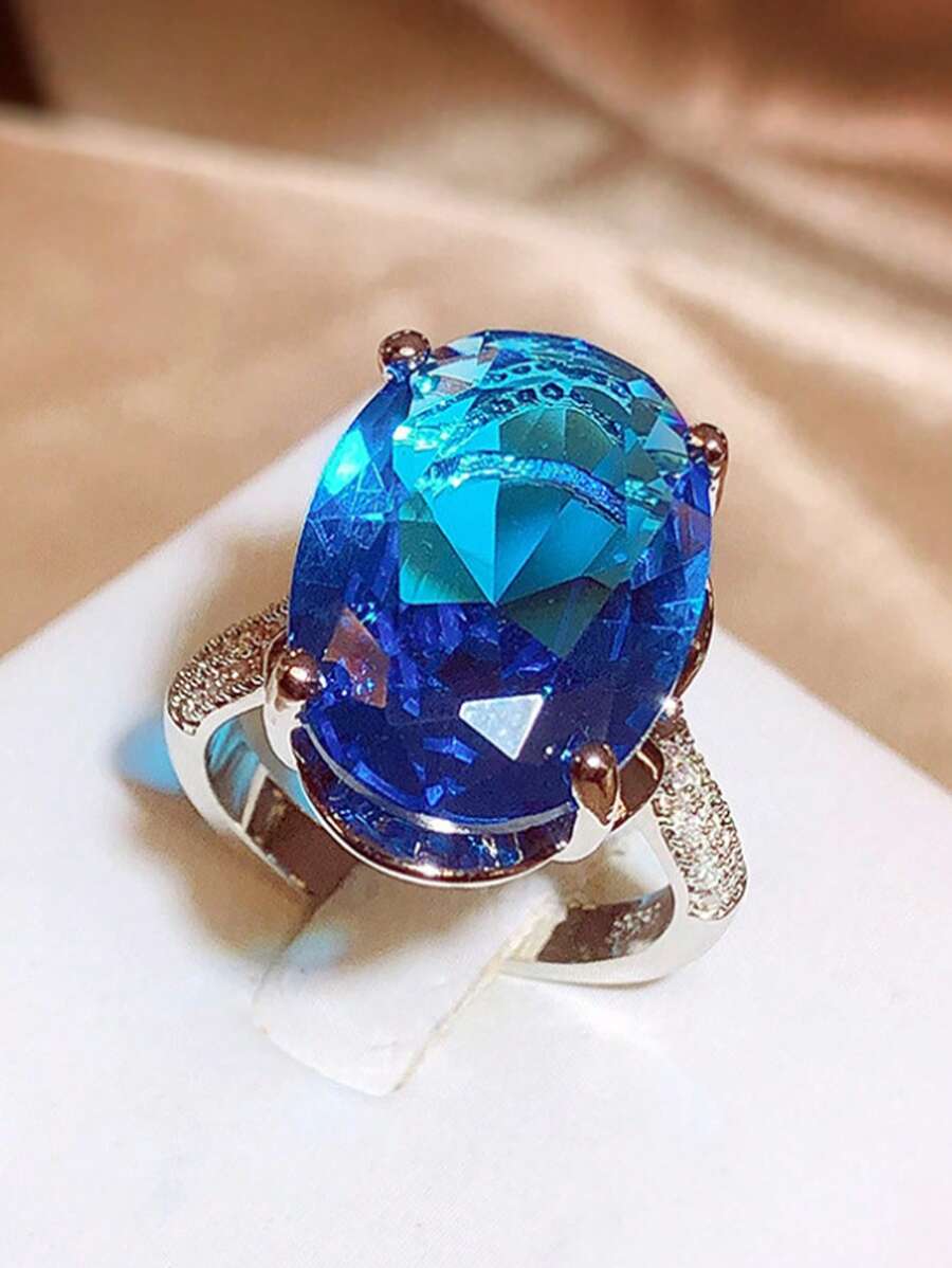 1 Máy Tính Quyến Rũ Đính Đá Cubic Zirconia Trang Trí Nhẫn Đơn Cho Nữ Trang Trí Hàng Ngày Trang Sức Đồng - Nhiều màu - Xem 1