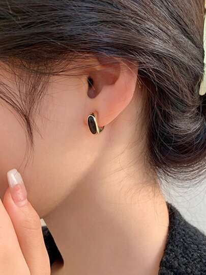 1對時尚鋅合金幾何設計開口耳環適合女士日常裝飾