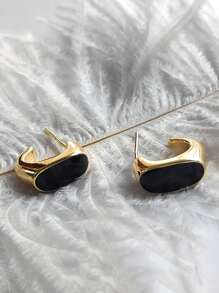 1對時尚鋅合金幾何設計開口耳環適合女士日常裝飾 - 彩色 - 查看 5