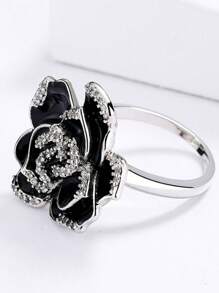 1pc Fashion Cubic Zirconia & Flower Decor Ring For Women For Party Copper Jewelry - Multicolor - View 2