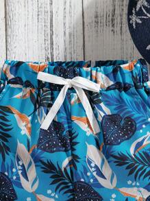 Quần short bé trai Thắt nút Túi Nhiệt đới Tất cả trên in Boho - Màu xanh lam - Xem 4