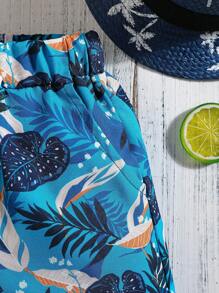Quần short bé trai Thắt nút Túi Nhiệt đới Tất cả trên in Boho - Màu xanh lam - Xem 6