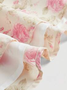 SHEIN MOD Floral Print Tie Neck Puff Sleeve Dress - Multicolor - View 3