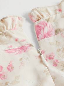 SHEIN MOD Floral Print Tie Neck Puff Sleeve Dress - Multicolor - View 4