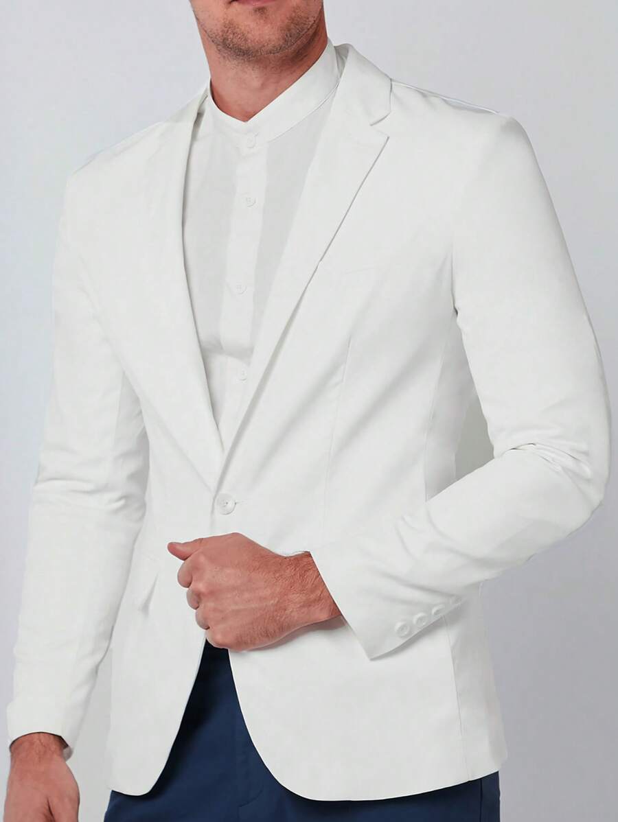 Manfinity NiteLyfe Áo cộc tay Nam Túi Nút phía trước màu trơn Buổi tiệc - trắng - Xem 1