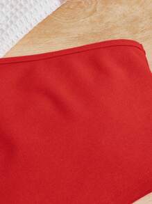 SHEIN 年轻女孩纯色夏季短袖单肩荷叶边下摆 T 恤