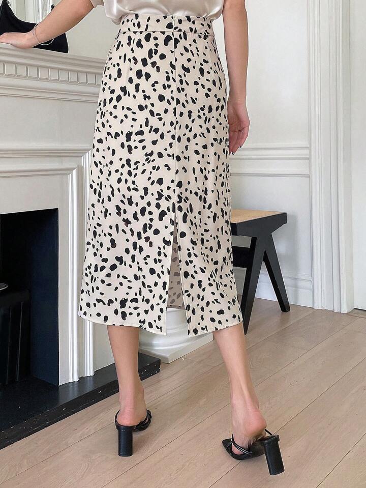 DAZY 総柄プリント バックスプリットスカート | #SHEIN1111sale