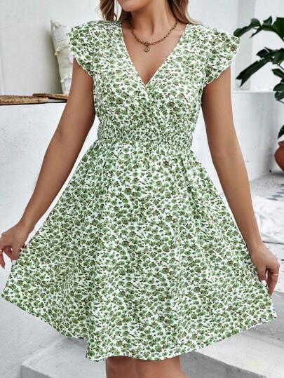 SHEIN 孕婦碎花荷葉邊連衣裙