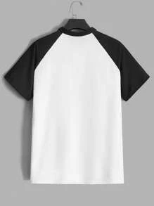 Manfinity Men Letter Graphic Raglan Sleeve Polo Shirt - White - View 2