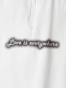 Manfinity Men Letter Graphic Raglan Sleeve Polo Shirt - White - View 3