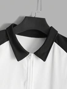 Manfinity Men Letter Graphic Raglan Sleeve Polo Shirt - White - View 4