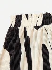 Soleia 圖案印花紙袋腰褶皺短褲 - 黑色 - 查看 5