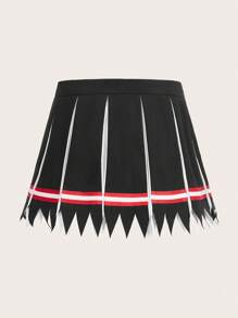 ROMWE PUNK Striped Print Asymmetrical Hem Skirt Without Belt - Multicolor - View 2