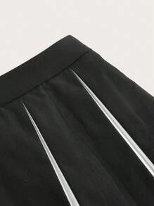 ROMWE PUNK Striped Print Asymmetrical Hem Skirt Without Belt - Multicolor - View 3