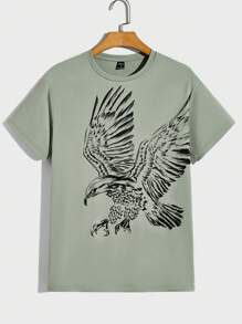 Manfinity LEGND Men Eagle Print Tee - Mint Green - View 1