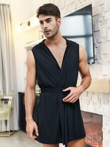 Áo choàng giản dị Nam Túi màu trơn - màu đen - Xem 1