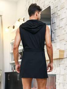 Áo choàng giản dị Nam Túi màu trơn - màu đen - Xem 2