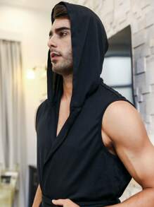 Áo choàng giản dị Nam Túi màu trơn - màu đen - Xem 4