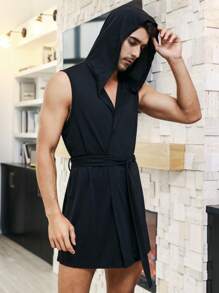 Áo choàng giản dị Nam Túi màu trơn - màu đen - Xem 7